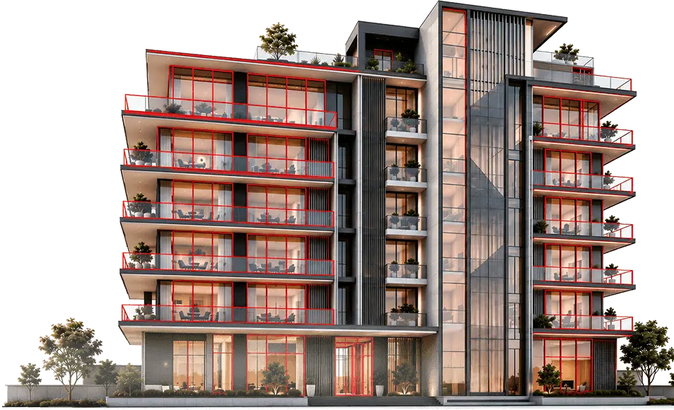 Modern Architectural Building with Aluminium Profiles